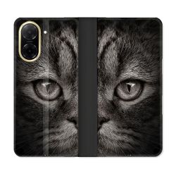 Housse cuir portefeuille Pour Xiaomi Redmi A5 Animal Chat Gris