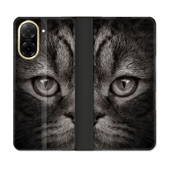 Housse cuir portefeuille Pour Xiaomi Redmi A5 Animal Chat Gris