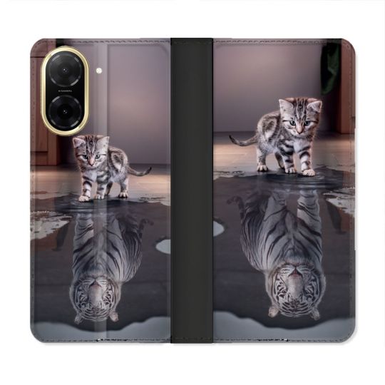 Housse cuir portefeuille Pour Xiaomi Redmi A5 Animal Chat Reflet
