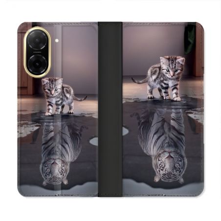 Housse cuir portefeuille Pour Xiaomi Redmi A5 Animal Chat Reflet