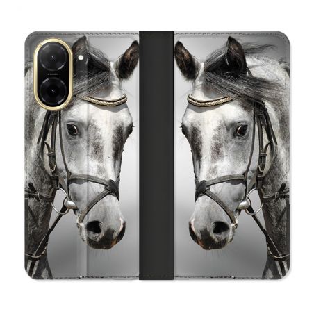 Housse cuir portefeuille Pour Xiaomi Redmi A5 Animal Cheval Blanc