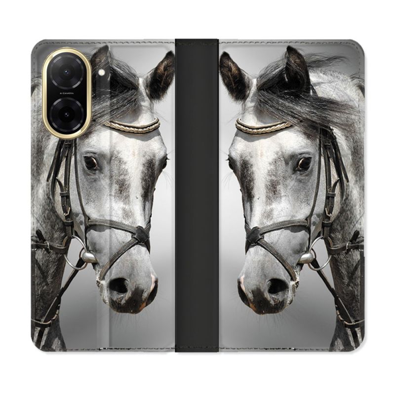 Housse cuir portefeuille Pour Xiaomi Redmi A5 Animal Cheval Blanc