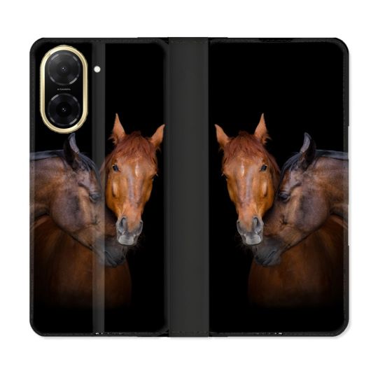 Housse cuir portefeuille Pour Xiaomi Redmi A5 Animal Cheval Marron