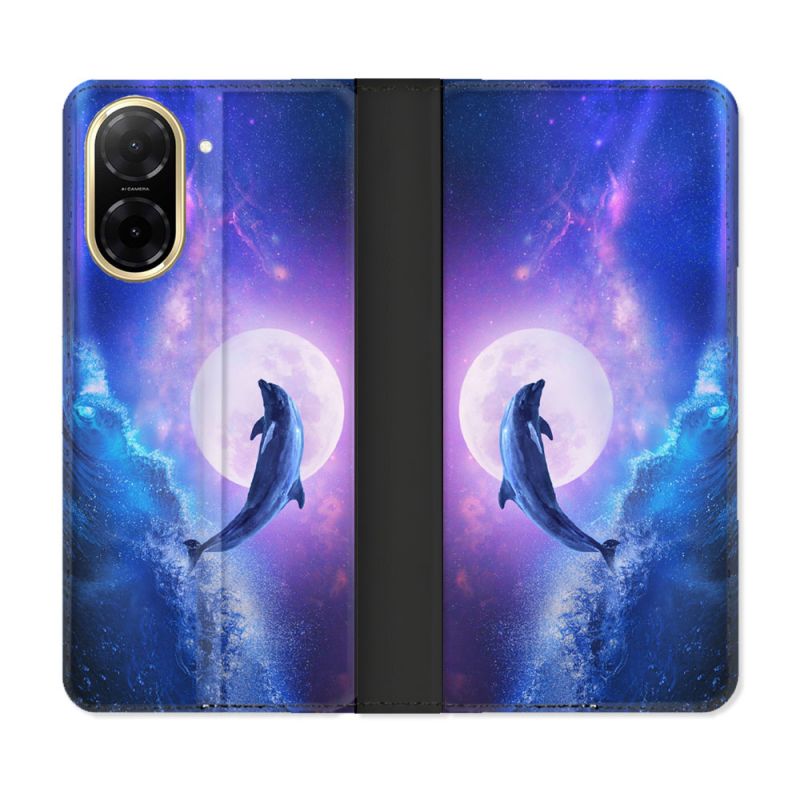 Housse cuir portefeuille Pour Xiaomi Redmi A5 Animal Dauphin Vague