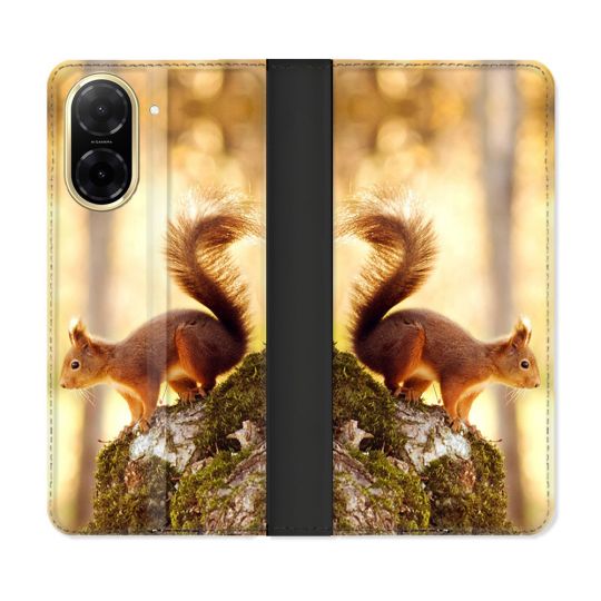 Housse cuir portefeuille Pour Xiaomi Redmi A5 Animal Ecureuil Bois