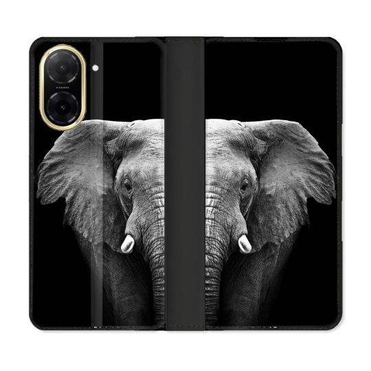 Housse cuir portefeuille Pour Xiaomi Redmi A5 Animal Elephant Noir