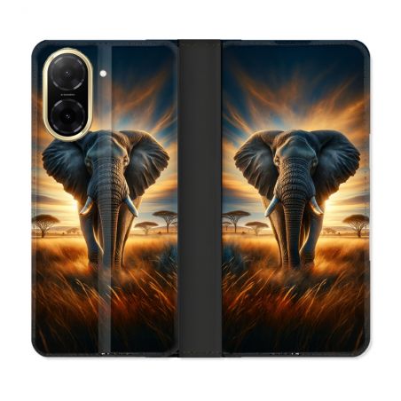 Housse cuir portefeuille Pour Xiaomi Redmi A5 Animal Elephant Savane