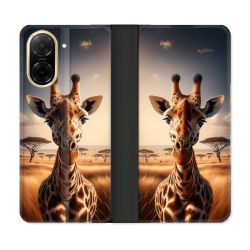 Housse cuir portefeuille Pour Xiaomi Redmi A5 Animal Girafe Savane