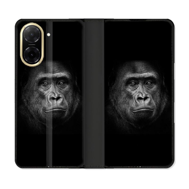 Housse cuir portefeuille Pour Xiaomi Redmi A5 Animal Gorille Noir