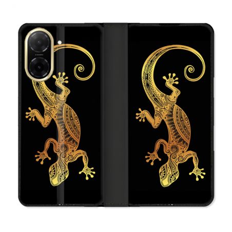 Housse cuir portefeuille Pour Xiaomi Redmi A5 Animal Lezard Noir