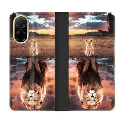 Housse cuir portefeuille Pour Xiaomi Redmi A5 Animal Lion Reflet