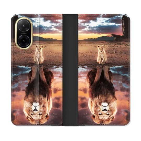 Housse cuir portefeuille Pour Xiaomi Redmi A5 Animal Lion Reflet
