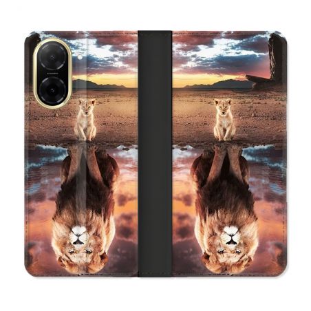 Housse cuir portefeuille Pour Xiaomi Redmi A5 Animal Lion Reflet