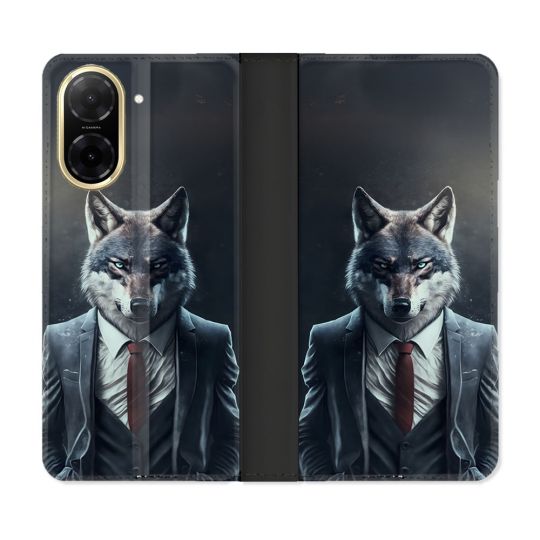 Housse cuir portefeuille Pour Xiaomi Redmi A5 Animal Loup Business