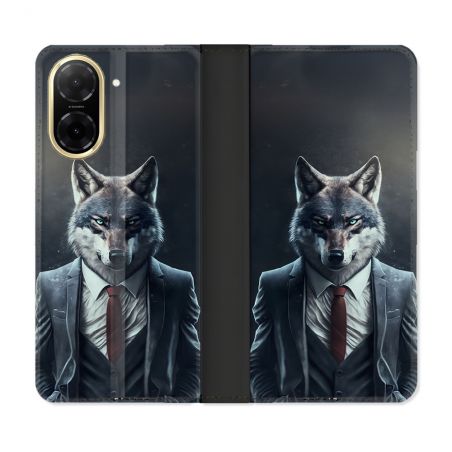 Housse cuir portefeuille Pour Xiaomi Redmi A5 Animal Loup Business
