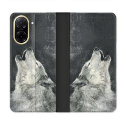 Housse cuir portefeuille Pour Xiaomi Redmi A5 Animal Loup Hurlement