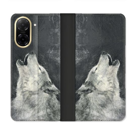 Housse cuir portefeuille Pour Xiaomi Redmi A5 Animal Loup Hurlement