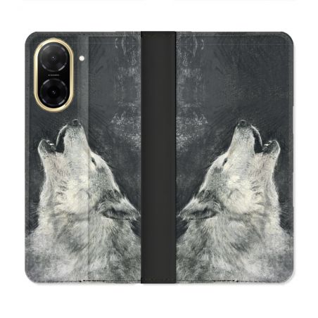 Housse cuir portefeuille Pour Xiaomi Redmi A5 Animal Loup Hurlement