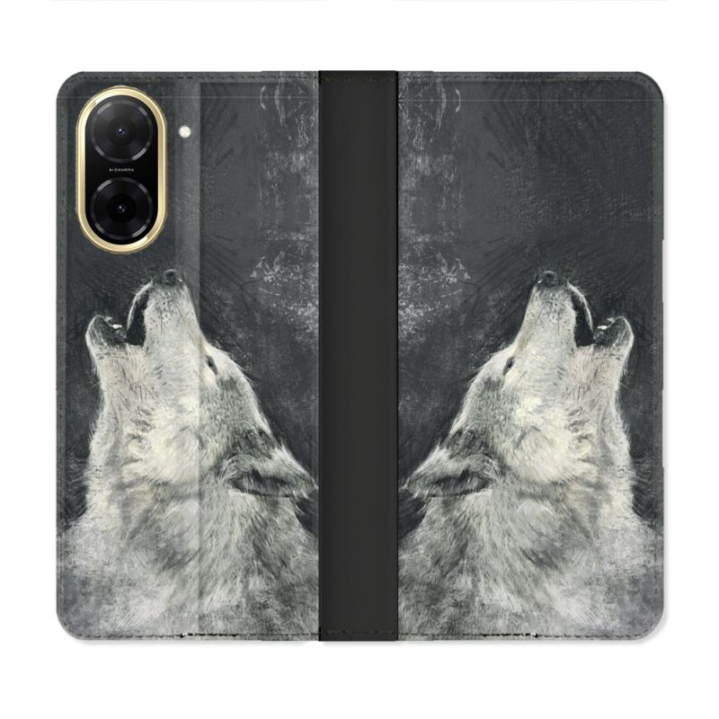 Housse cuir portefeuille Pour Xiaomi Redmi A5 Animal Loup Hurlement