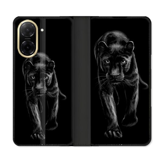Housse cuir portefeuille Pour Xiaomi Redmi A5 Animal Panthère Noire