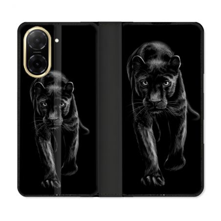 Housse cuir portefeuille Pour Xiaomi Redmi A5 Animal Panthère Noire