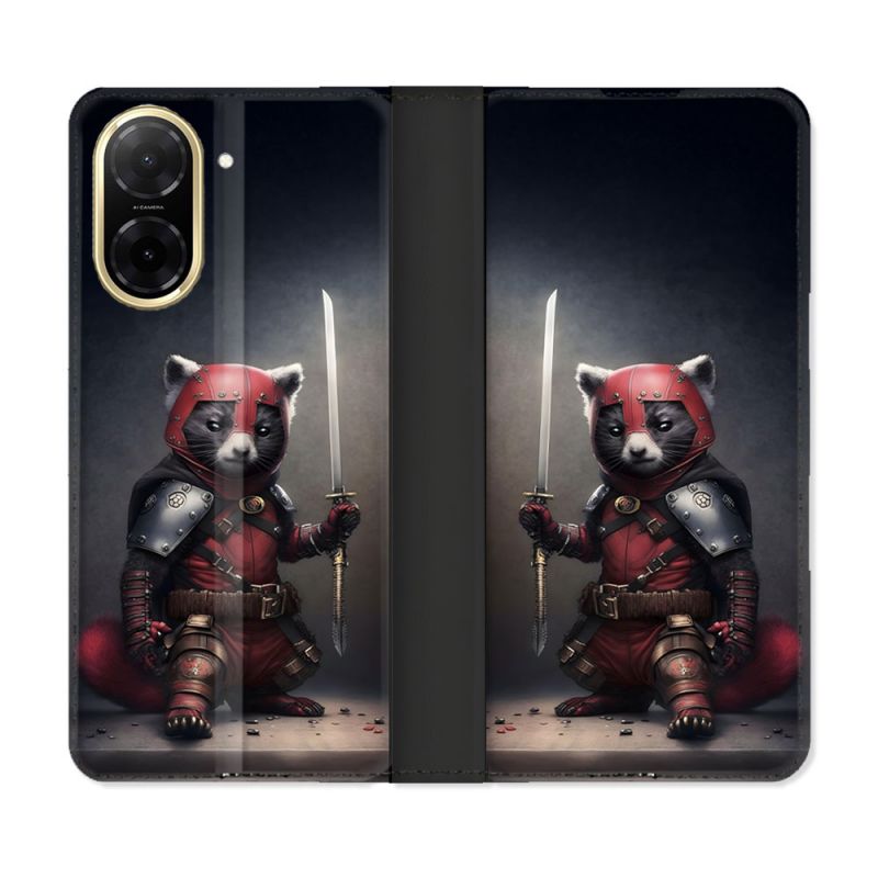 Housse cuir portefeuille Pour Xiaomi Redmi A5 Animal Raton Samouraï