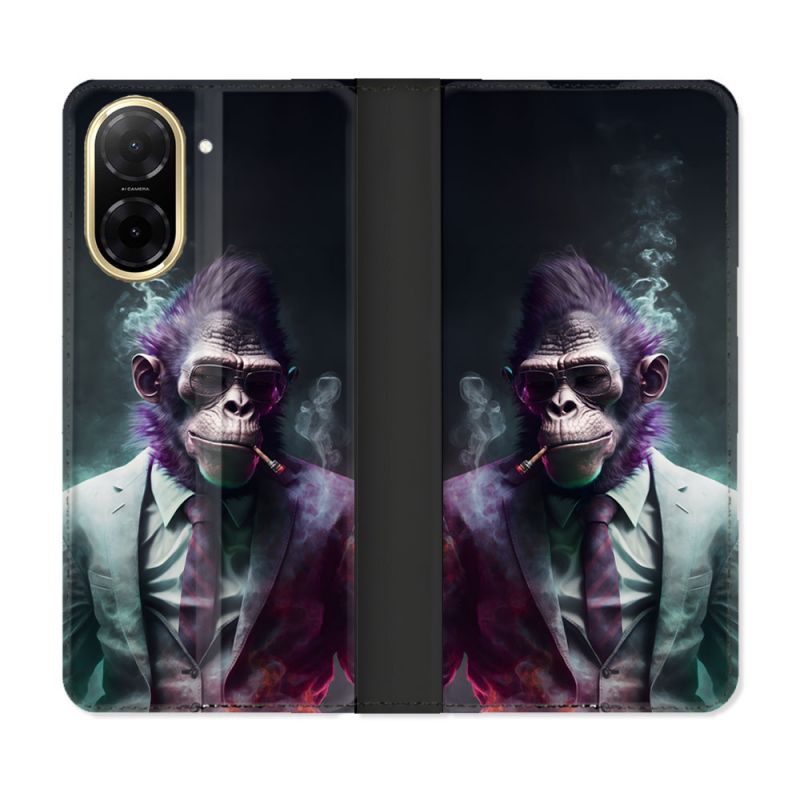 Housse cuir portefeuille Pour Xiaomi Redmi A5 Animal Singe Business