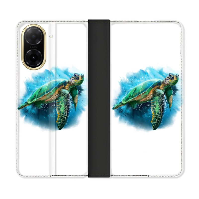 Housse cuir portefeuille Pour Xiaomi Redmi A5 Animal Tortue Blanche multicolore