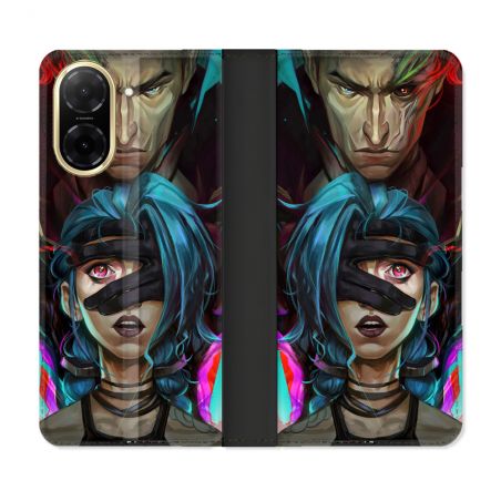 Housse cuir portefeuille Pour Xiaomi Redmi A5 Arcane Jinx Bleu