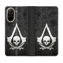 Housse cuir portefeuille Pour Xiaomi Redmi A5 Assassin Creed Tete Mort