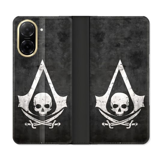 Housse cuir portefeuille Pour Xiaomi Redmi A5 Assassin Creed Tete Mort