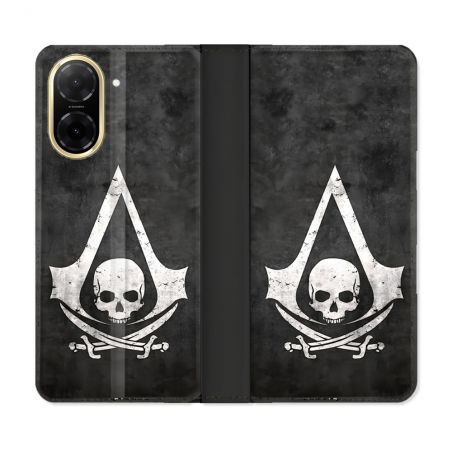 Housse cuir portefeuille Pour Xiaomi Redmi A5 Assassin Creed Tete Mort