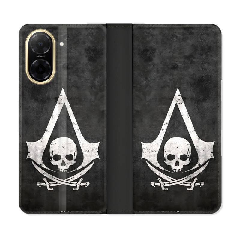 Housse cuir portefeuille Pour Xiaomi Redmi A5 Assassin Creed Tete Mort
