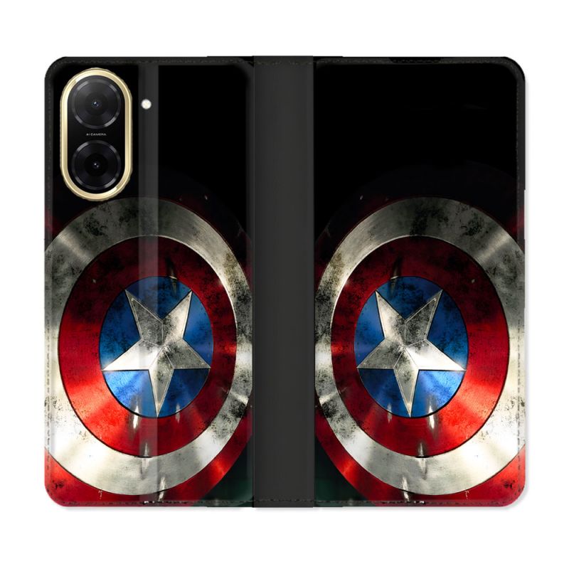 Housse cuir portefeuille Pour Xiaomi Redmi A5 Captain America Bouclier