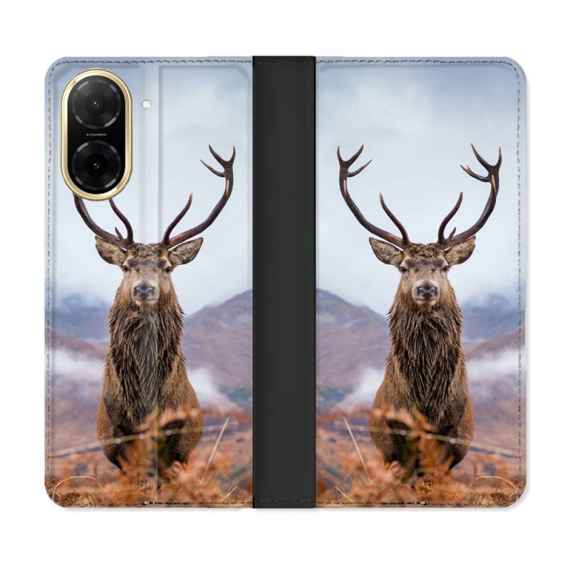 Housse cuir portefeuille Pour Xiaomi Redmi A5 Chasse Chevreuil Montagne