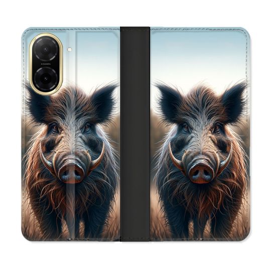 Housse cuir portefeuille Pour Xiaomi Redmi A5 Chasse Sanglier Attaque