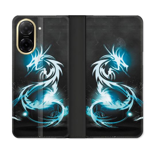 Housse cuir portefeuille Pour Xiaomi Redmi A5 Fantastique Dragon Bleu