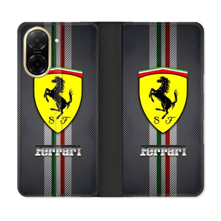 Housse cuir portefeuille Pour Xiaomi Redmi A5 Ferrari Carbone