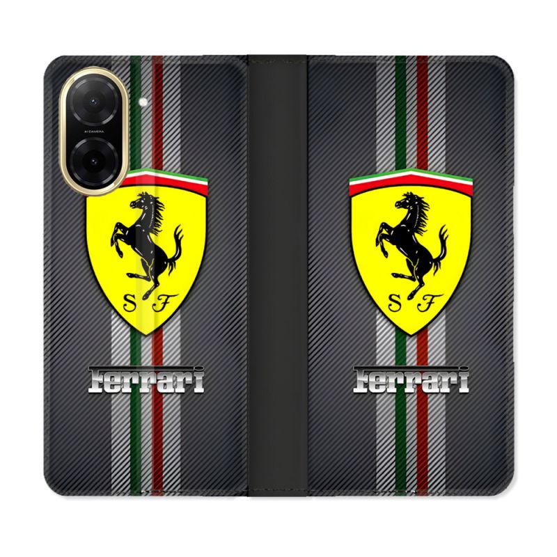 Housse cuir portefeuille Pour Xiaomi Redmi A5 Ferrari Carbone