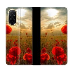 Housse cuir portefeuille Pour Xiaomi Redmi A5 Fleur Coquelicot