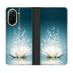 Housse cuir portefeuille Pour Xiaomi Redmi A5 Fleur Lotus Blanc