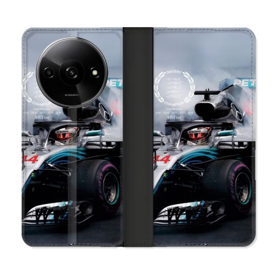 Housse cuir portefeuille Pour Xiaomi Redmi A3 Formule 1 F1 Mercedes Petronas