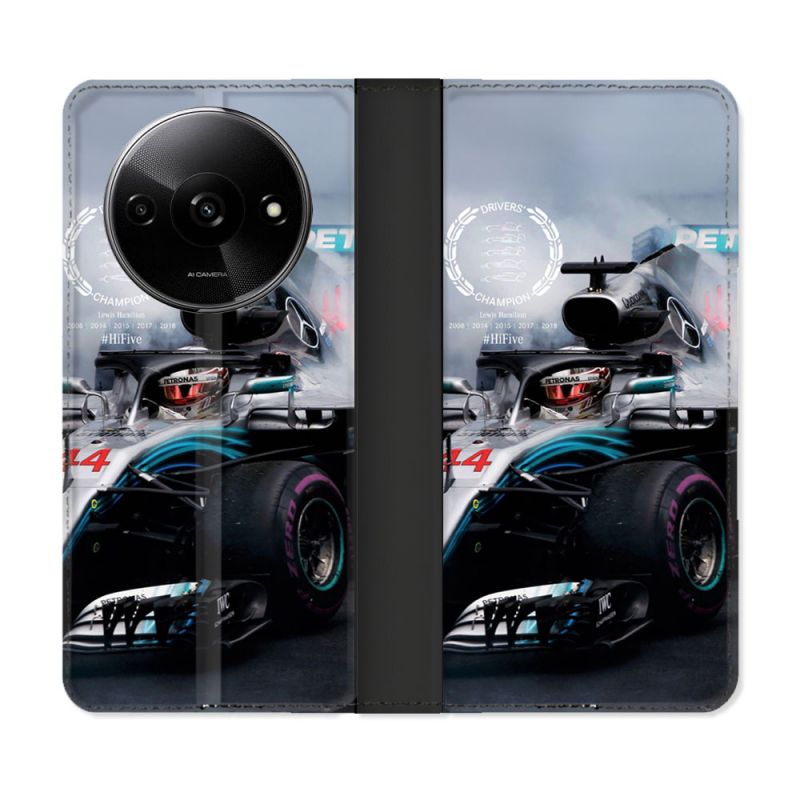 Housse cuir portefeuille Pour Xiaomi Redmi A3 Formule 1 F1 Mercedes Petronas