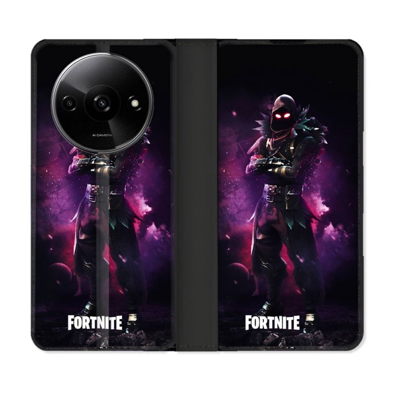 Housse cuir portefeuille Pour Xiaomi Redmi A3 Fortnite Raven