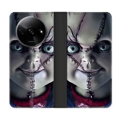 Housse cuir portefeuille Pour Xiaomi Redmi A3 Horreur Chucky Cicatrice
