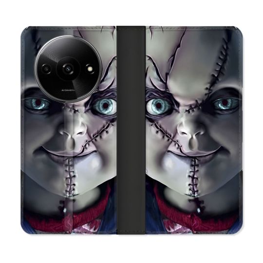 Housse cuir portefeuille Pour Xiaomi Redmi A3 Horreur Chucky Cicatrice