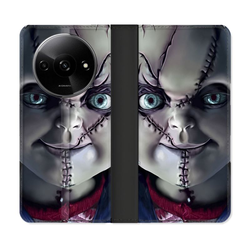 Housse cuir portefeuille Pour Xiaomi Redmi A3 Horreur Chucky Cicatrice