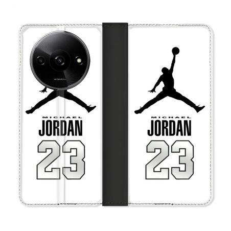 Housse cuir portefeuille Pour Xiaomi Redmi A3 Jordan 23 Blanc