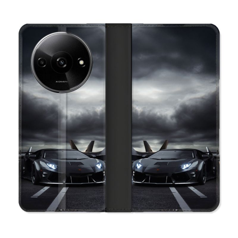 Housse cuir portefeuille Pour Xiaomi Redmi A3 Lamborghini Avion