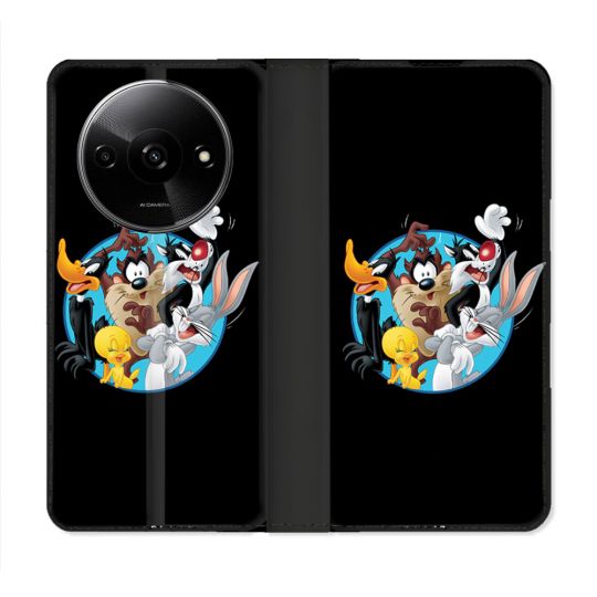 Housse cuir portefeuille Pour Xiaomi Redmi A3 Looney Tunes